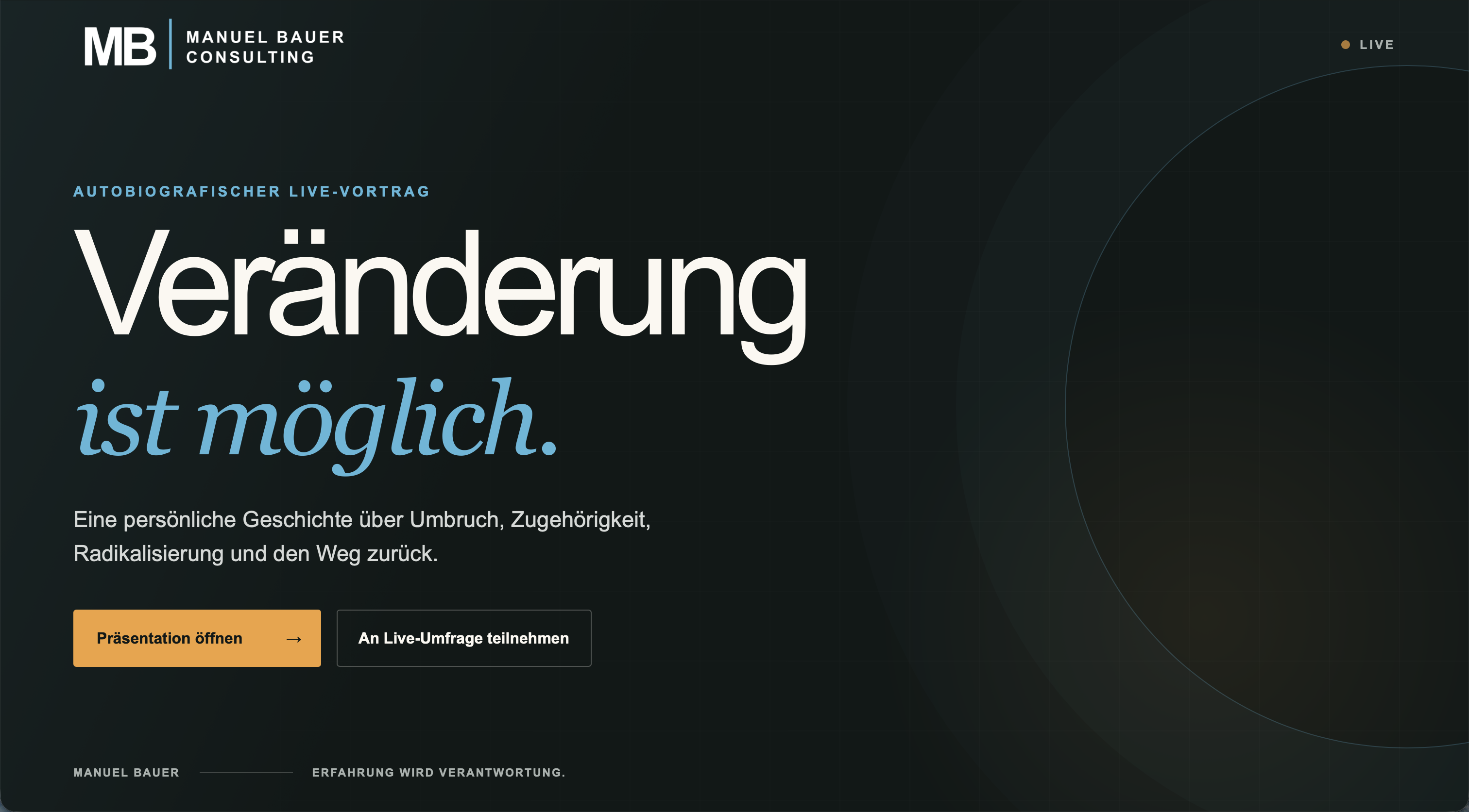 Interaktive Online-Präsentation für Manuel Bauer Consulting