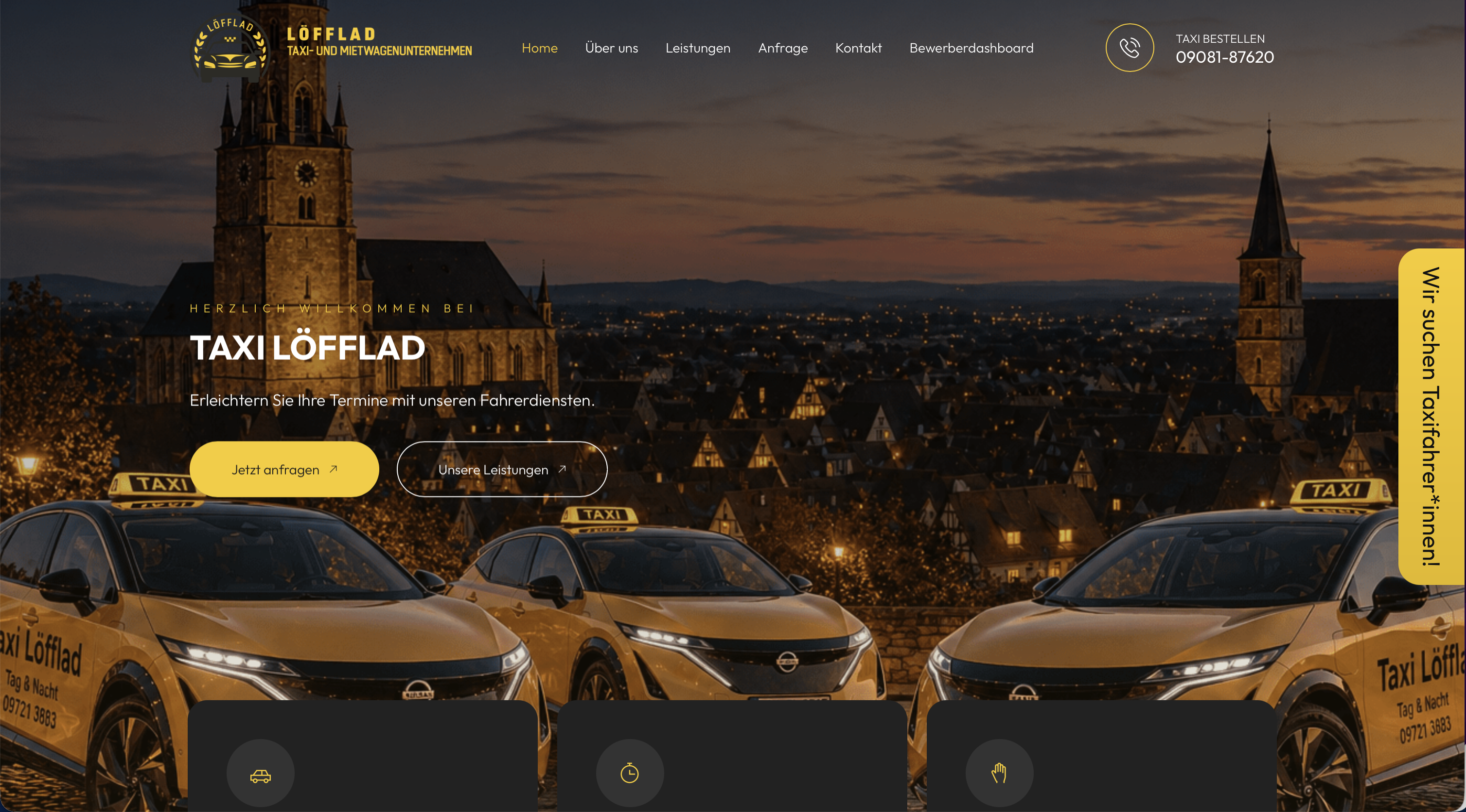 Webseiten-Mockup des Referenzprojekts Taxi Löfflad