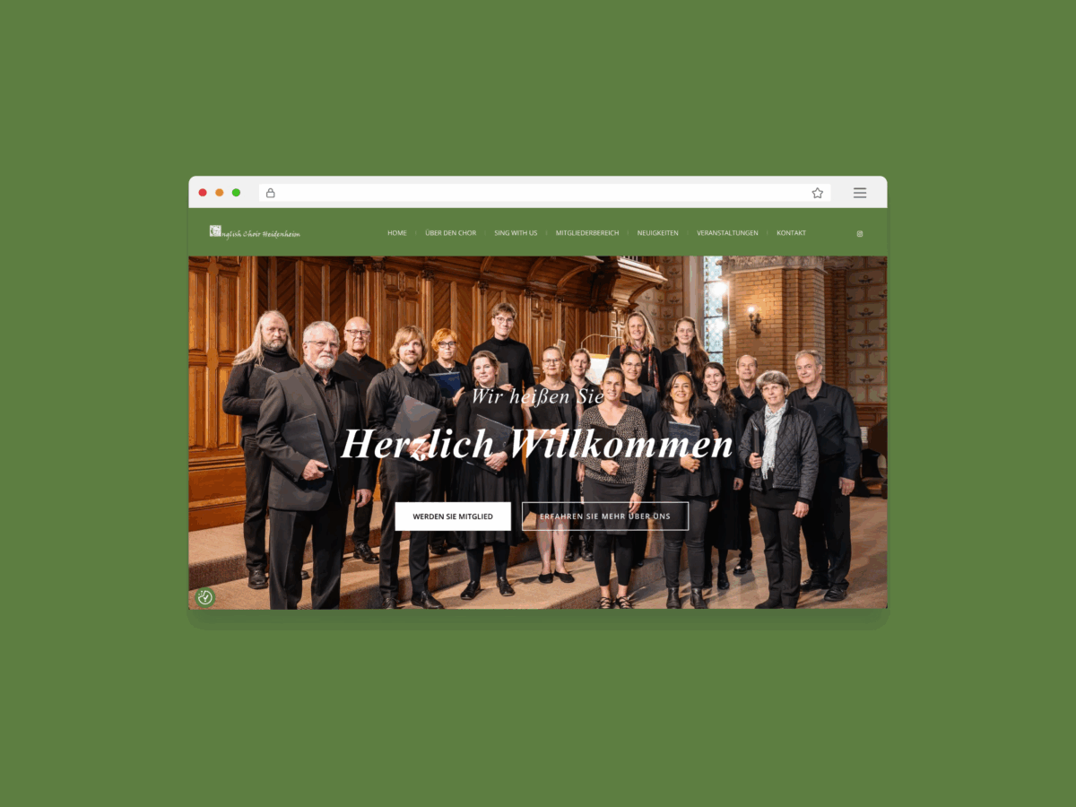 Webseiten-Mockup des English Choir Heidenheim