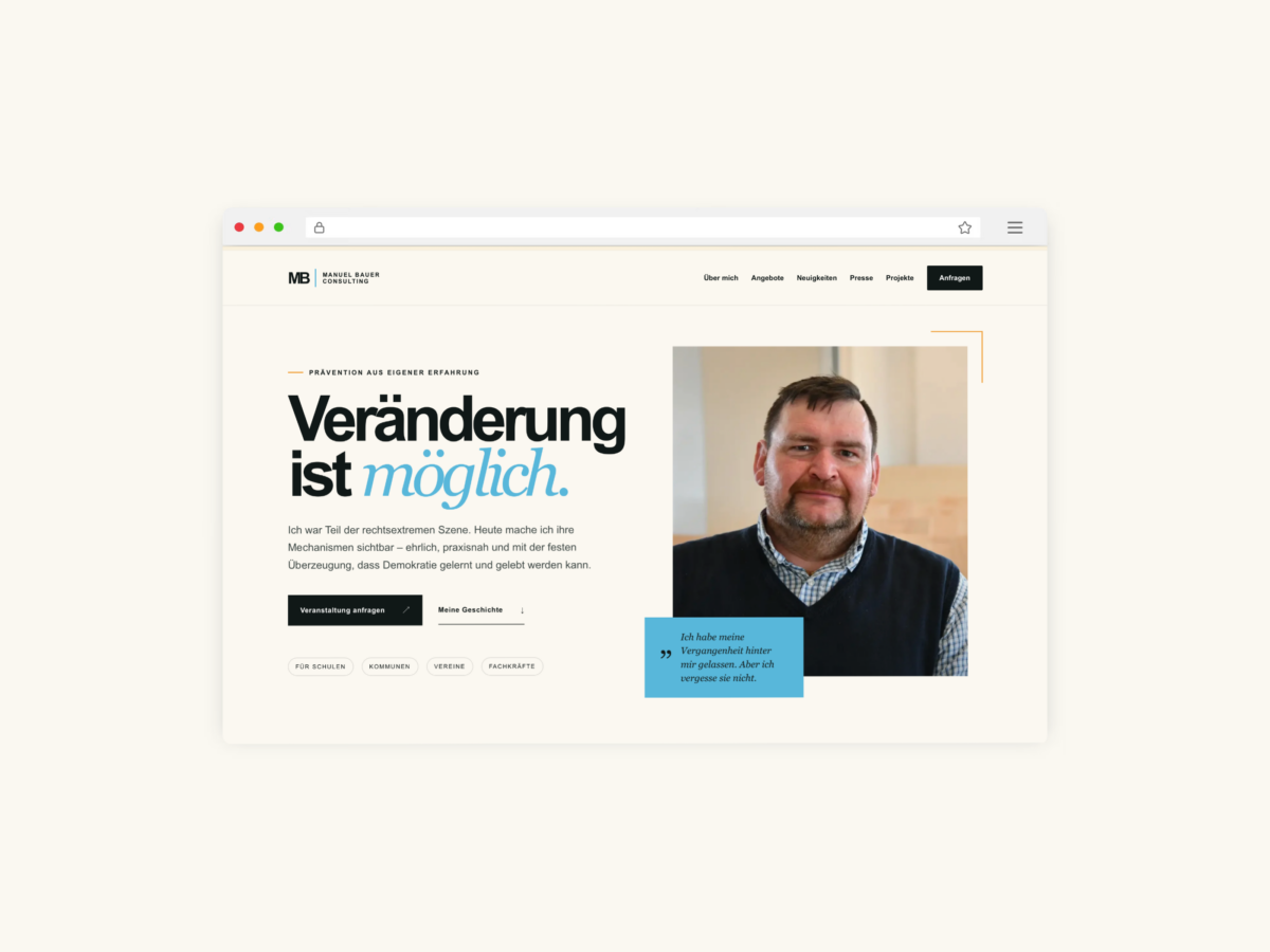 Webseiten-Mockup von Manuel Bauer Consulting