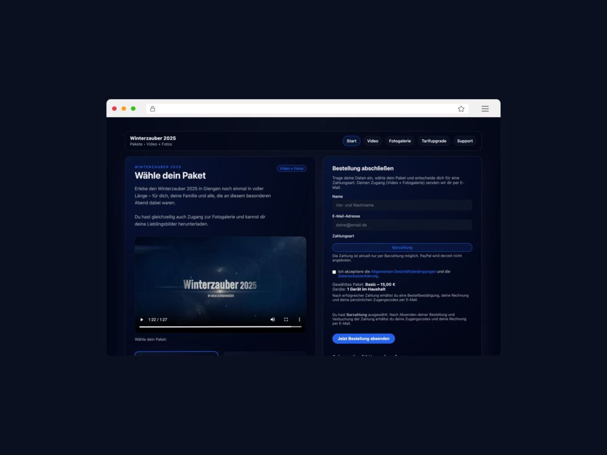 Webseiten-Mockup des Winterzaubers Giengen